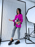 Vivid Fuchsia, ONE SIZE jacket with gathered sleeves